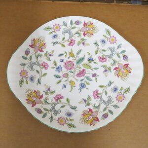 MINTON Haddon Hall Two Handled Cake Plate 10 5/8" Bone China Floral Pattern